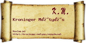 Kroninger Mátyás névjegykártya